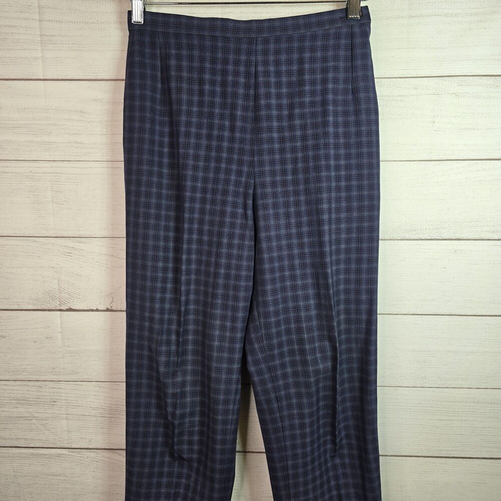 Marks & Spencer Womens UK Size 8 Tartan Plaid Trousers Tapered Pant Side Zip